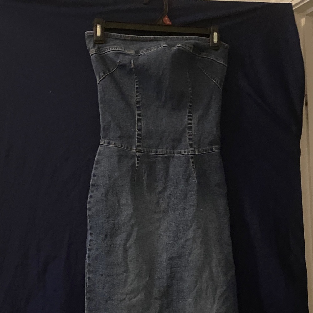 Forever 21 Blue Denim Strapless Dress